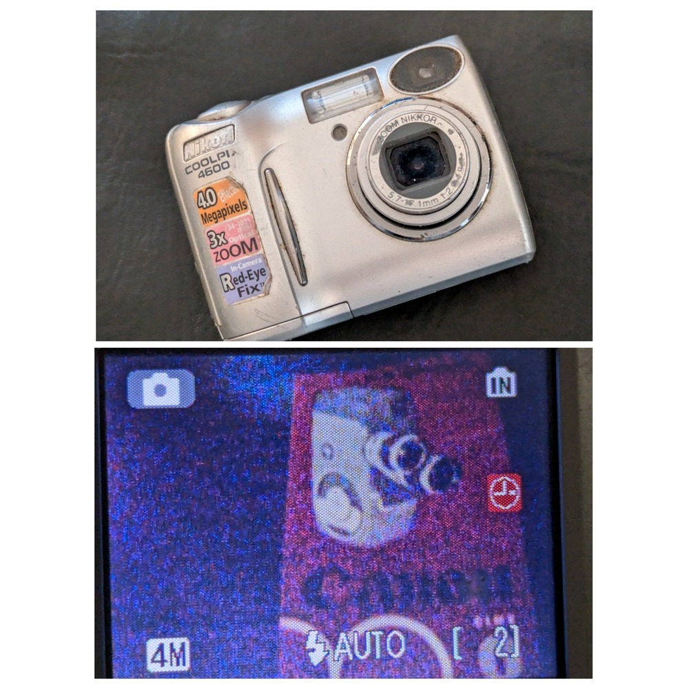 Nikon Coolpix 4600 Digital Camera Silver 4 Megapixels 3x Optical Zoom Works